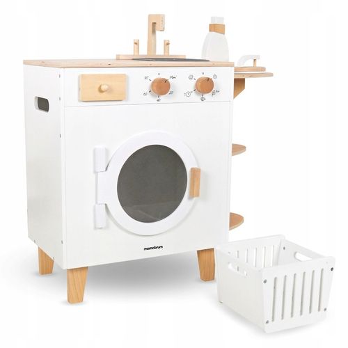 DREWNIANA PRALKA XXL - Z ŻELAZKIEM, KOSZEM, UMYWALKĄ - PRANIE MONTESSORI na Arena.pl