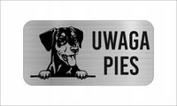 GRAWER Tabliczka nierdzewna 20x10 cm UWAGA PIES German Pinscher