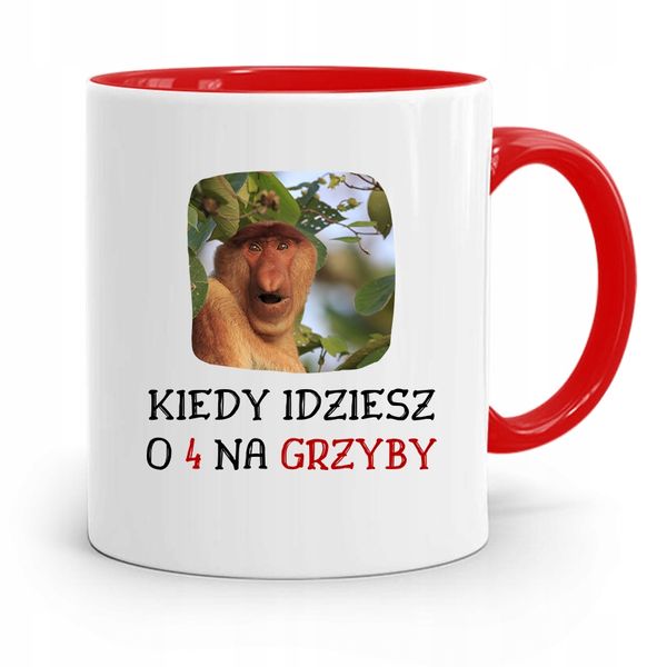 Kubek Czerwony Nosacz Janusz O 4 Na Grzyby Prezent Z Nadrukiem Ze Zdjęciem zdjęcie 1