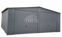 GARAŻ BLASZANY 7m x 7m pion - dwuspad - 2x Brama uchylna - antracyt grafit TS296