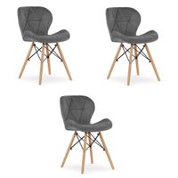 Krzesło tapicerowane skandynawskie szare LAGO 3 szt. loft nowoczesne