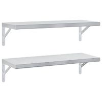 Półki ścienne, 2 szt., 75x30 cm, srebrna stal nierdzewna