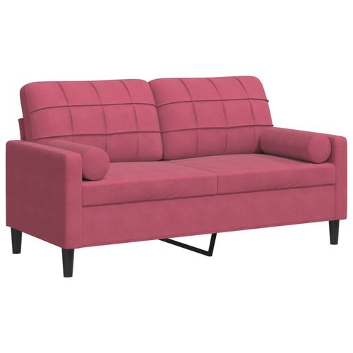 2-osobowa sofa z poduszkami, winna czerwień, 140 cm, aksamit na Arena.pl