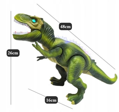 DUŻY DINOZAUR TYRANOZAUR ZDALNIE STEROWANY ROBOT LED CHODZI RYCZY + BATERIE na Arena.pl