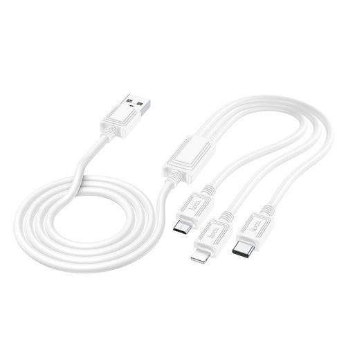 Kabel 3w1 USB A do Lightning / Micro USB / USB C Hoco 2A 1 m X74 biały na Arena.pl