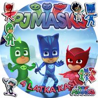 OPŁATEK NA TORT 20CM - PIDŻAMERSI PJMASKS + IMIĘ + GRATIS! 15CM 18CM