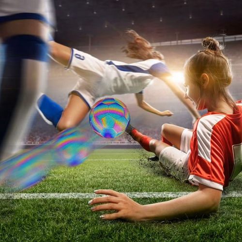 Piłka nożna odblaskowa świecąca lumi do nogi rozmiar 5 holograficzna na Arena.pl