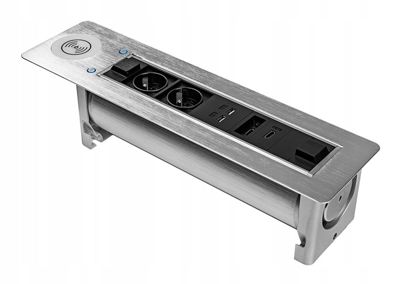 Gniazdo obrotowe blatowe do biurka mediaport indukcja HDMI SPS-E25S zdjęcie 1