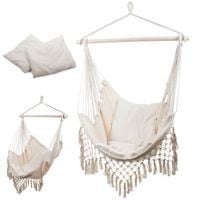 KRZESŁO BRAZYLIJSKIE HAMAKOWE WISZĄCE HUŚTAWKA HAMAK FOTEL PODUSZKI BOHO