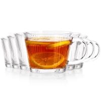 6x Szklanki do Kawy Herbaty Picia Napojów Ryflowane Zestaw Szklanek 370 ml