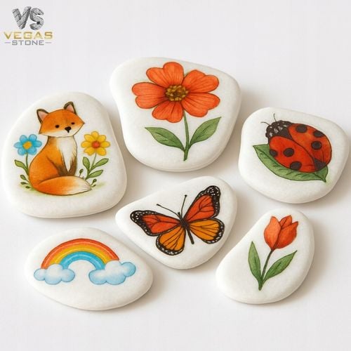 KAMIENIE DO MALOWANIA DLA DZIECI BIAŁE PŁASKIE 4-6CM GŁADKIE ZESTAW na Arena.pl