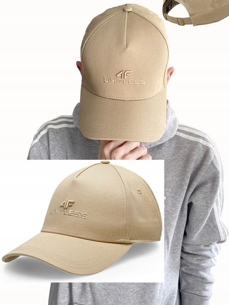 4F MĘSKA SPORTOWA CZAPKA Z DASZKIEM BEJSBOLÓWKA LIMITLESS BEŻ M zdjęcie 1