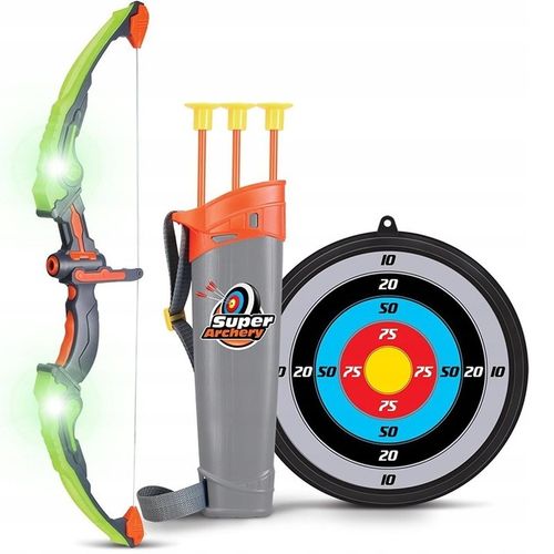 ŁUK DLA DZIECI ZESTAW Z TARCZĄ STRZAŁAMI KOŁCZANEM BEZPIECZNY ŚWIECĄCY DUŻY na Arena.pl