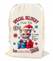 PEROSNALIZOWANY WOREK NA ŚWIĄTECZNY PREZENT POD CHOINKĘ Z IMIENIEM 23*34CM