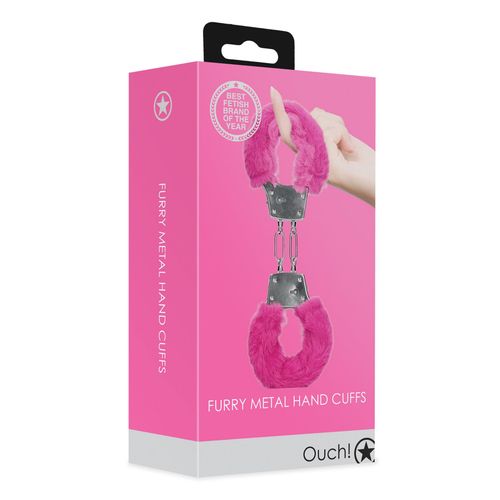 furry metal hand cuffs - pink na Arena.pl