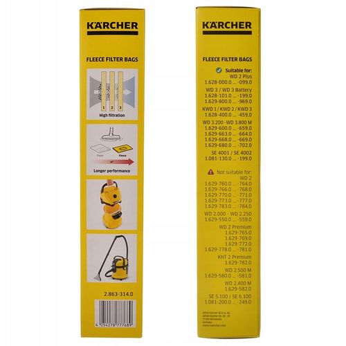Karcher worki filtracyjne do odkurzacza WD 2 WD 3 2.863-314.0 na Arena.pl