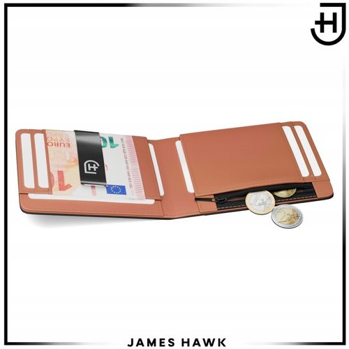 James Hawk Smart Wallet skórzany portfel męski Slim 1,5 cm Czarny Brąz RFID na Arena.pl