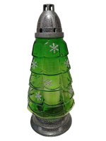 Znicz Bożonarodzeniowy srebrny duży z śnieżkami 36 cm