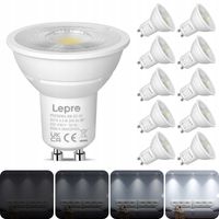 10x Żarówka LED GU10 Regulacja Jasności 4.5W = 50W 345lm 6500K Zimna Lepro