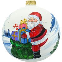 ZESTAW 4 szt.: Bombki okrągłe choinkowe: Mikołaj i zimowy pejzaż