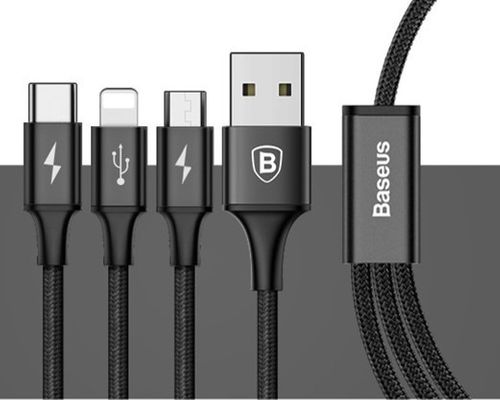 Kabel USB Baseus Rapid 3w1 USB Typ-C / Lightning / Micro 1,2m - czarny na Arena.pl