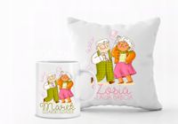 Zestaw PODUSZKA i KUBEK PREZENT dla BABCI I DZIADKA z tekstem IMIONAMI