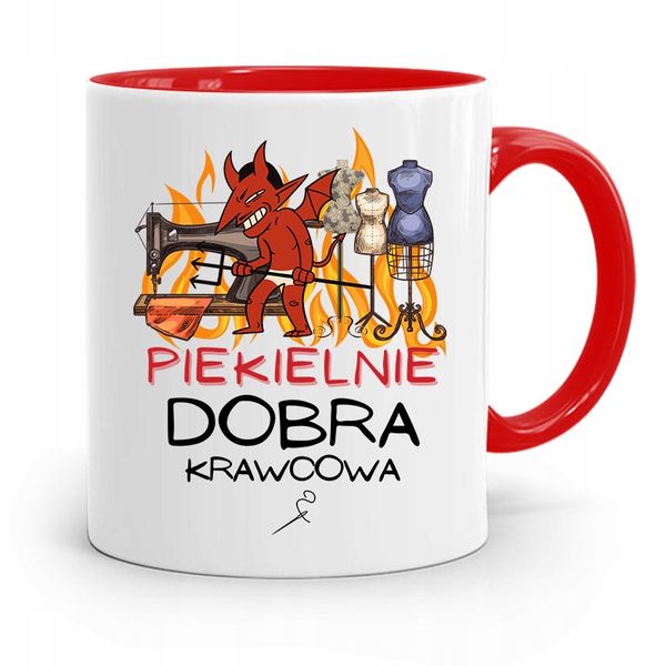 Kubek Czerwony Krawca Krawcowej Piekielnie Dobra Z Nadrukiem Ze Zdjęciem zdjęcie 1