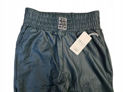 SPODNIE JOGGERY BUTELKOWA ZIELEŃ OCIEPLANE WYSOKI STAN PARROT MIEGO M/L na Arena.pl