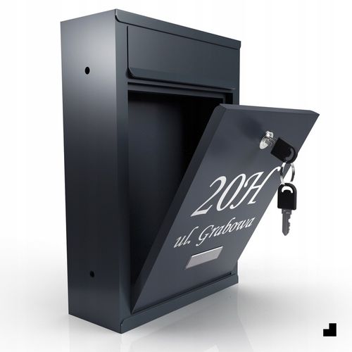 SKRZYNKA NA LISTY Z NUMEREM DOMU | POCZTOWA | A4 | ANTRACYT RAL7016 | WZORY na Arena.pl