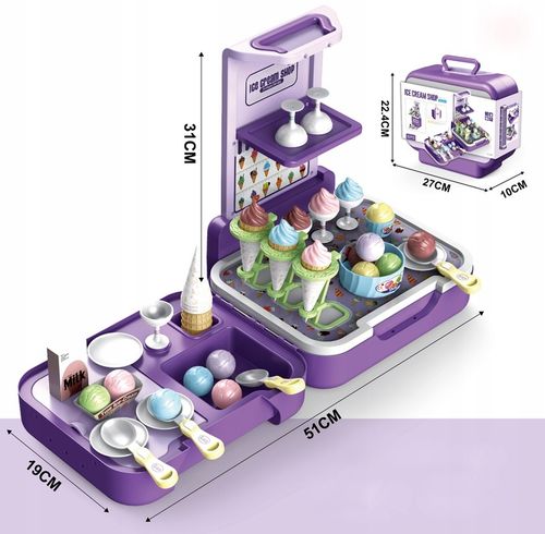 LODZIARNIA CUKIERNIA Zestaw w walizce 3w1 lody sklep kuchnia budka z lodami na Arena.pl