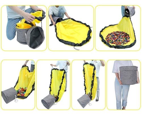 Kosz na zabawki DIXI szary z matą na klocki zabawki na Arena.pl