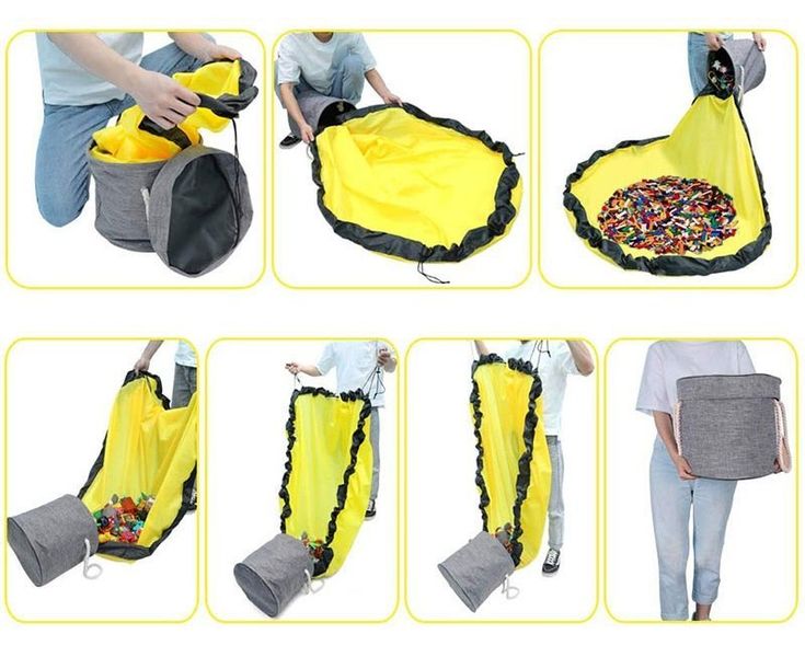 Kosz na zabawki DIXI szary z matą na klocki zabawki zdjęcie 12