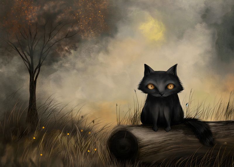 Plakat 70x50cm Czarny Kot zdjęcie 1