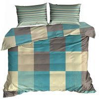 Pościel 3D bawełna satyna 160x200cm NIEBIESKA KRATA