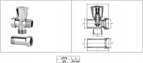 ZAWÓR KĄTOWY GRZYBKOWY 3/4" DO PRALKI ZMYWARKI 3-DROGOWY Z PRZEDŁUŻKĄ na Arena.pl