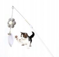 ZABAWKA DLA KOTA WĘDKA Z MASKOTKĄ 12 SZARA