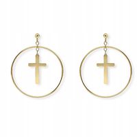 POZŁACANE SREBRNE KOLCZYKI WISZĄCE KRZYŻE KOŁA