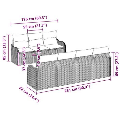 Zestaw Sof na Ogród 8 pcs Czarny i biały na Arena.pl