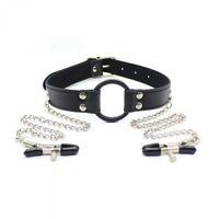 stymulator ring gag + nipples clamps (black)