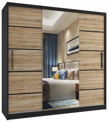 Szafa przesuwna PREMIUM z lustrem SZUFLADY 200 cm na Arena.pl