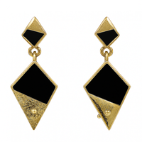 kolczyki geometryczne romby, czarno złote k943cz