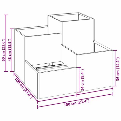 Doniczka ogrodowa Srebrny 100 x 100 x 60 cm stal nierdzewna na Arena.pl