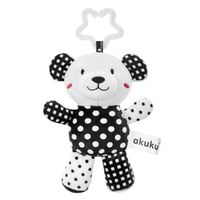 AKUKU Pluszowa zawieszka do wózka miś czarno-biały