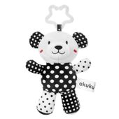 AKUKU Pluszowa zawieszka do wózka miś czarno-biały