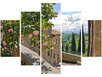 105CM 150CM ZEGAR 5 ELEM RÓŻE BALKONIE DRUK OBRAZ