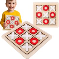 Gra planszowa kółko i krzyżyk drewniana logiczna dla dzieci biało-czerwony