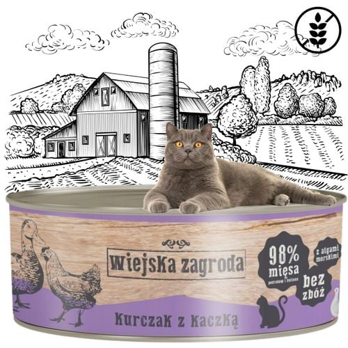 karma mokra dla kota  kurczak kaczka 85g wiejska zagroda bez zbóż i glutenu na Arena.pl
