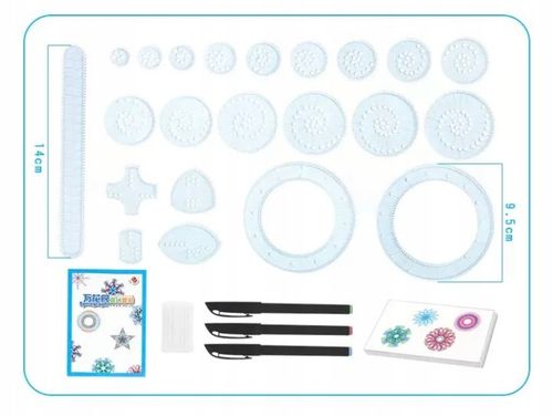 SPIROGRAF KREATYWNY ZESTAW DO RYSOWANIA WZORÓW XXL SZABLONY PISAKI KARTKI na Arena.pl