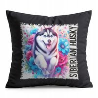 PODUSZKA CZARNA PREZENT - PIES PSY PIESEK RASA HUSKY SYBERYJSKI