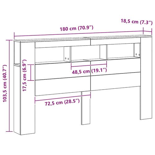 Wezgłowie łóżka z LED, dąb artisan, 180x18,5x103,5 cm na Arena.pl